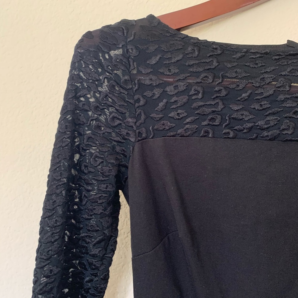 2000s Banana Republic Black Dress w/ Leopard Mesh